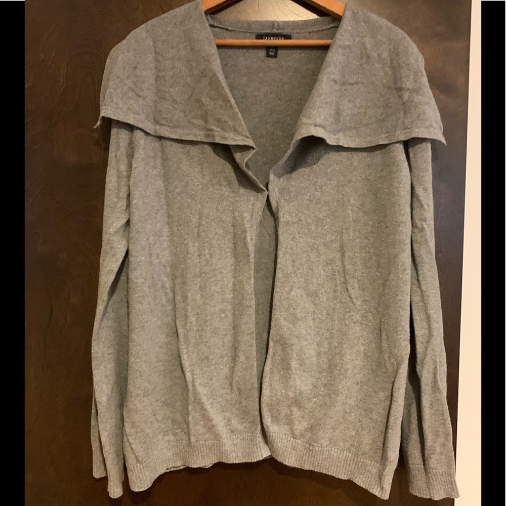 𝅺Land’s End women’s gray cotton cardigan sz L